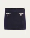 Retroféte Palmer Denim Mini Skirt With Crystal Bows In Rinse
