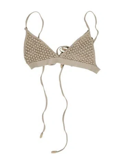 Pre-owned Retroféte Patterned Beaded Accents Top In Neutral