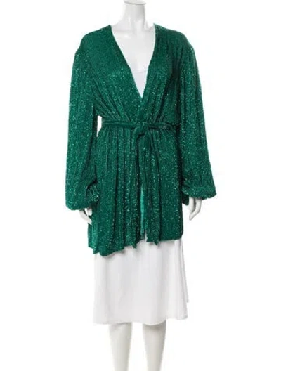 Pre-owned Retroféte Patterned Evening Jacket In Green