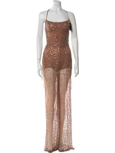 Pre-owned Retroféte Patterned Halterneck Jumpsuit In Neutrals