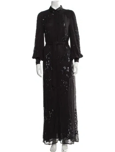 Pre-owned Retroféte Patterned Long Dress In Black