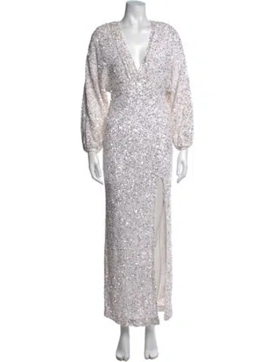 Pre-owned Retroféte Patterned Long Dress In Neutrals