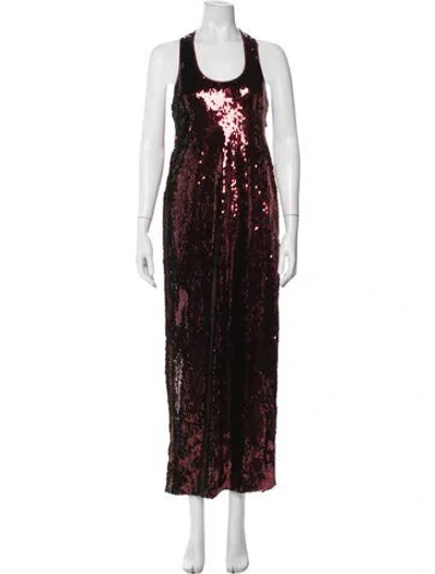 Pre-owned Retroféte Patterned Long Dress In Red