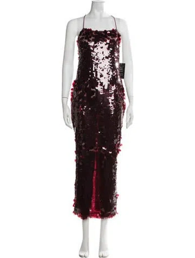 Pre-owned Retroféte Patterned Long Dress In Red