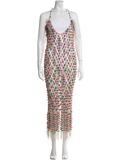 Pre-owned Retroféte Patterned Long Dress W/ Tags In Pink