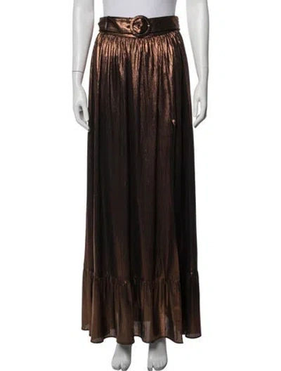 Pre-owned Retroféte Patterned Long Skirt In Brown/metallic