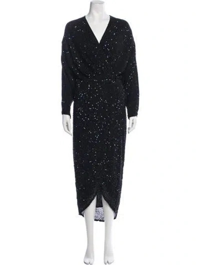 Pre-owned Retroféte Patterned Midi Length Dress In Black