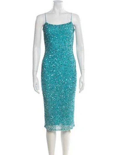 Pre-owned Retroféte Patterned Midi Length Dress In Blue