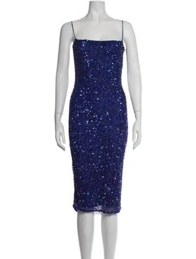 Pre-owned Retroféte Patterned Midi Length Dress In Blue