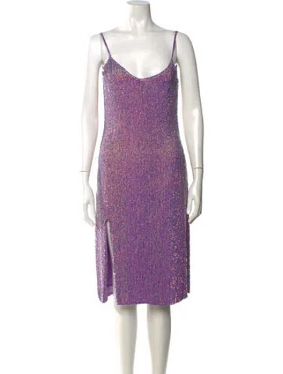 Pre-owned Retroféte Patterned Midi Length Dress In Metallic/purple