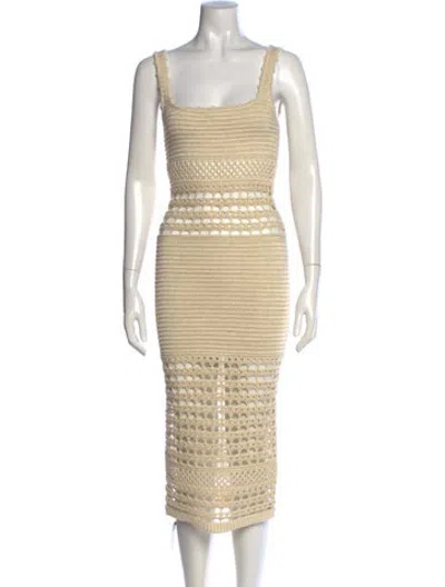 Pre-owned Retroféte Patterned Midi Length Dress In Neutrals