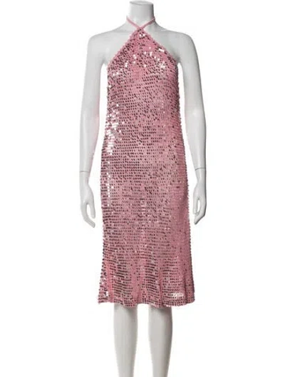 Pre-owned Retroféte Patterned Midi Length Dress In Pink