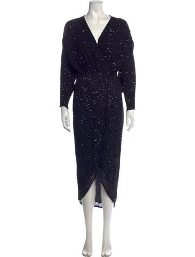 Pre-owned Retroféte Patterned Midi Length Dress W/ Tags In Black