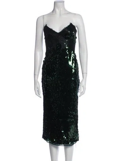 Pre-owned Retroféte Patterned Midi Length Dress W/ Tags In Black