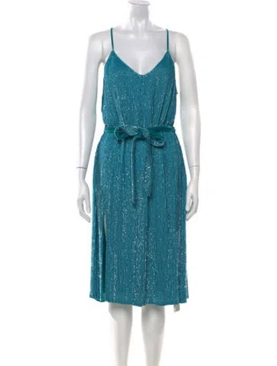 Pre-owned Retroféte Patterned Midi Length Dress W/ Tags In Blue