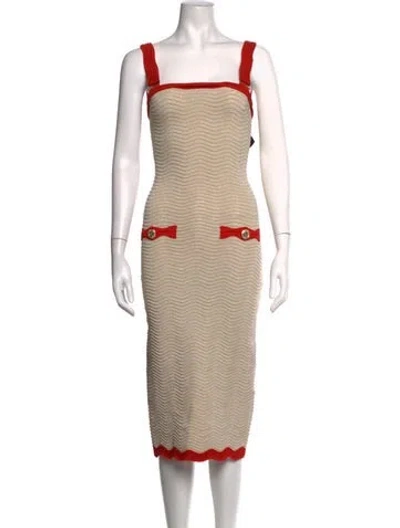 Pre-owned Retroféte Patterned Midi Length Dress W/ Tags In Neutrals