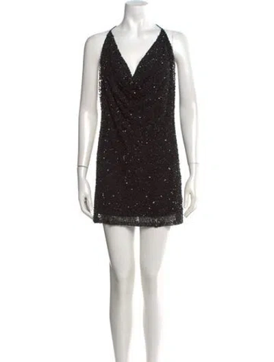 Pre-owned Retroféte Patterned Mini Dress In Black