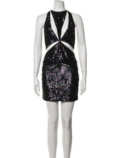 Pre-owned Retroféte Patterned Mini Dress In Black