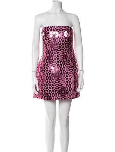 Pre-owned Retroféte Patterned Mini Dress In Pink