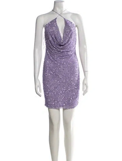 Pre-owned Retroféte Patterned Mini Dress In Purple