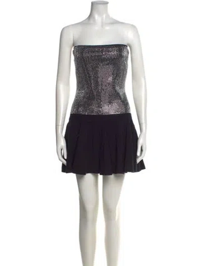 Pre-owned Retroféte Patterned Mini Dress W/ Tags In Black