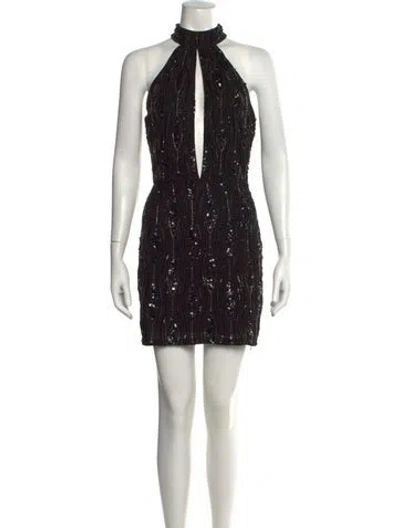 Pre-owned Retroféte Patterned Mini Dress W/ Tags In Black