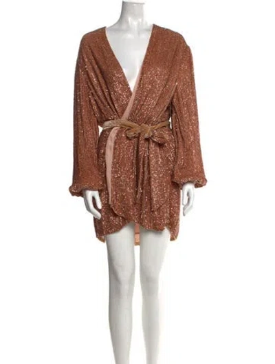 Pre-owned Retroféte Patterned Mini Dress W/ Tags In Brown