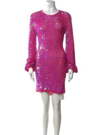 Pre-owned Retroféte Patterned Mini Dress W/ Tags In Metallic/pink