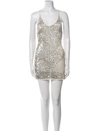 Pre-owned Retroféte Patterned Mini Dress W/ Tags In Neutral
