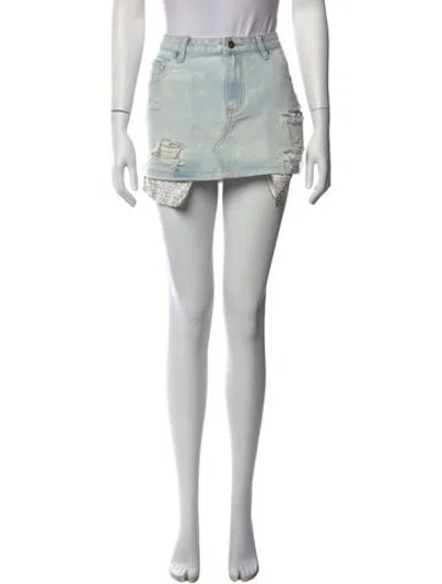 Pre-owned Retroféte Patterned Mini Skirt In Blue