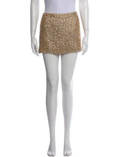 Pre-owned Retroféte Patterned Mini Skirt In Gold