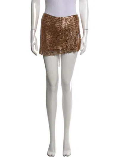 Pre-owned Retroféte Patterned Mini Skirt W/ Tags In Brown