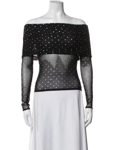 Pre-owned Retroféte Patterned Off-the-shoulder Top W/ Tags In Black