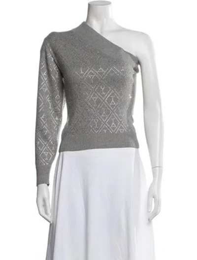 Pre-owned Retroféte Patterned One-shoulder Sweater In Gray