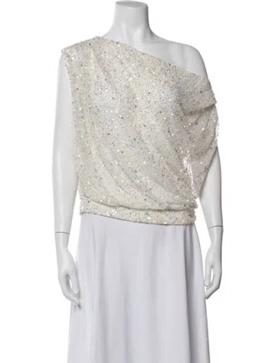 Pre-owned Retroféte Patterned One-shoulder Top In Neutrals