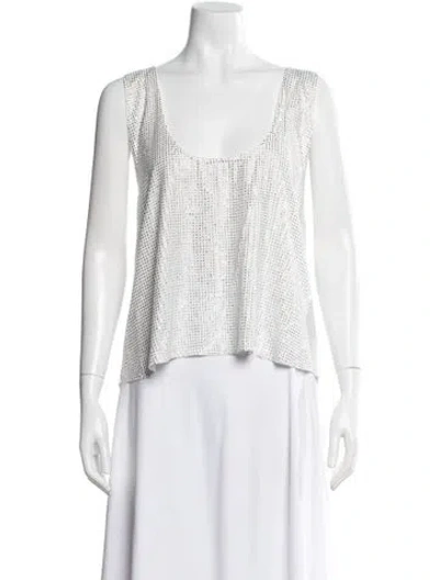 Pre-owned Retroféte Patterned Scoop Neck Top W/ Tags In White