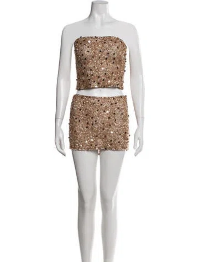 Pre-owned Retroféte Patterned Sequin Embellishments Skirt Set In Neutral