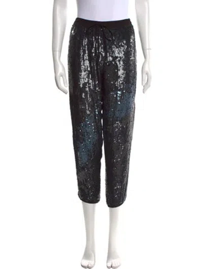 Pre-owned Retroféte Patterned Skinny Leg Pants In Black