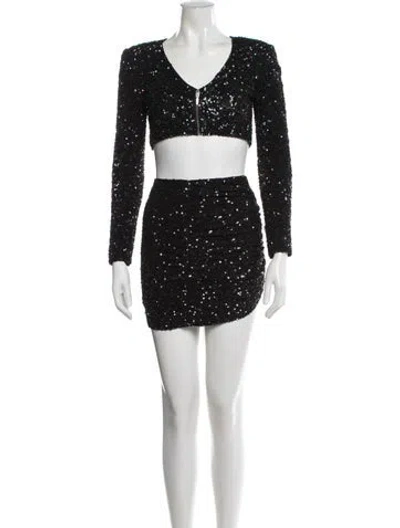 Pre-owned Retroféte Patterned Skirt Set In Black