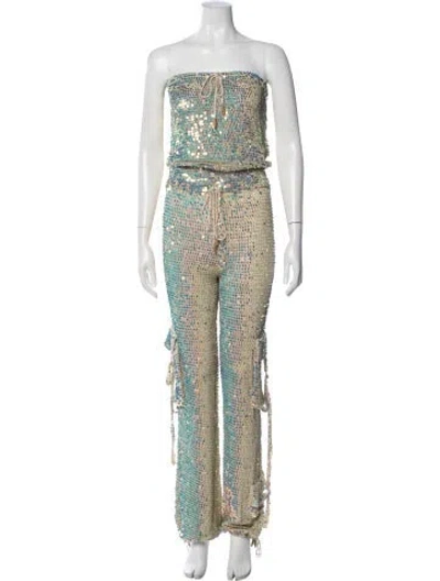 Pre-owned Retroféte Patterned Strapless Jumpsuit In Multi