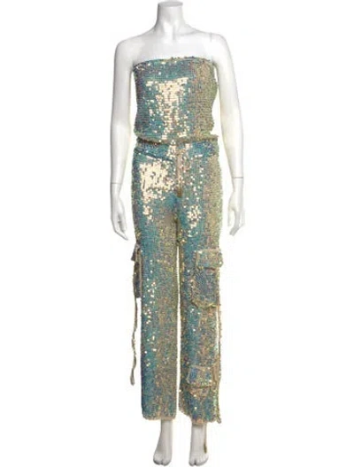 Pre-owned Retroféte Patterned Strapless Jumpsuit In Multicolor