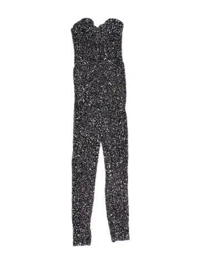 Pre-owned Retroféte Patterned V-neck Jumpsuit In Black