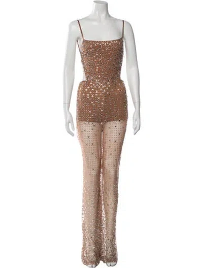 Pre-owned Retroféte Patterned V-neck Jumpsuit In Neutral