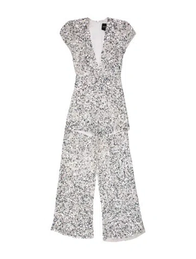 Pre-owned Retroféte Patterned V-neck Jumpsuit In White