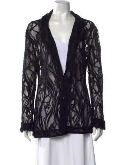 Pre-owned Retroféte Patterned V-neck Top In Black