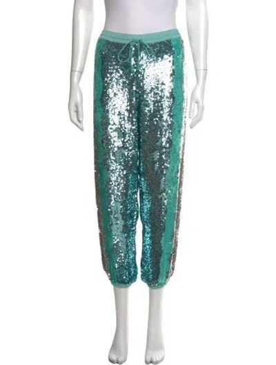 Pre-owned Retroféte Patterned Wide Leg Pants In Green