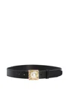 Retroféte Pearl-embellished Square-buckle Belt In Black