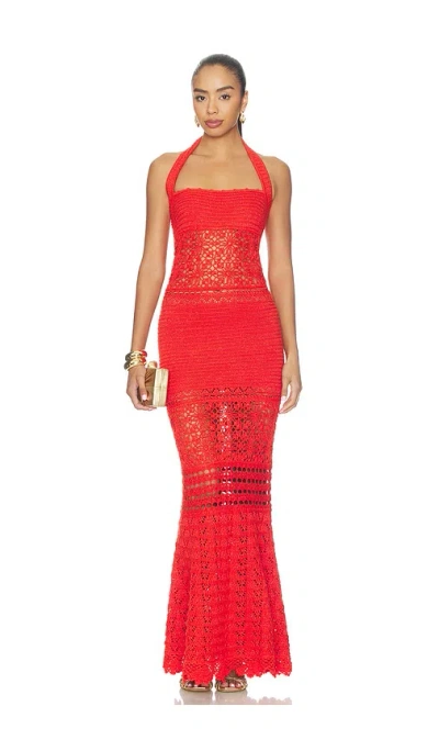 Retroféte Peggie Crochet Dress In Red