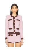 Retroféte Percy Ribbed Button-detail Top In Metallic Earl Rose & Pecan