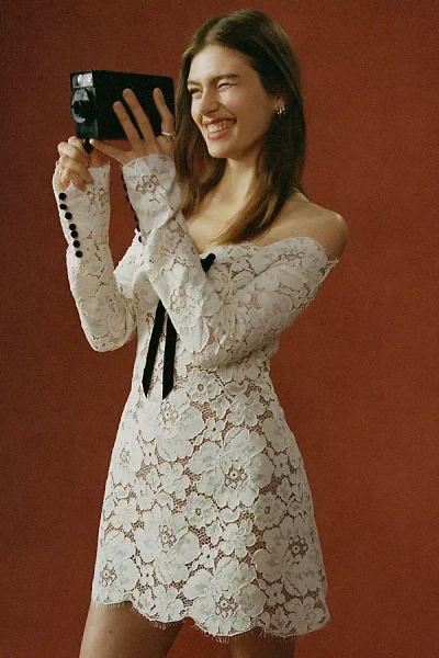 Retroféte Perdita Lace Mini Dress In White